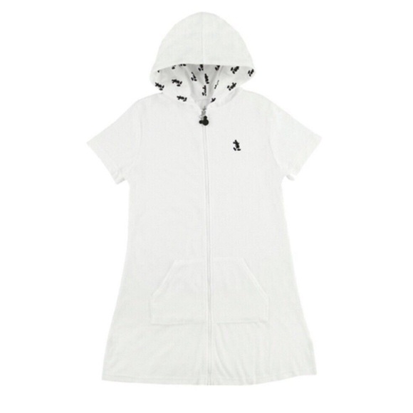 Disney Mickey Hooded Swim Coverup White & Black Sz XS - Picture 1 of 11
